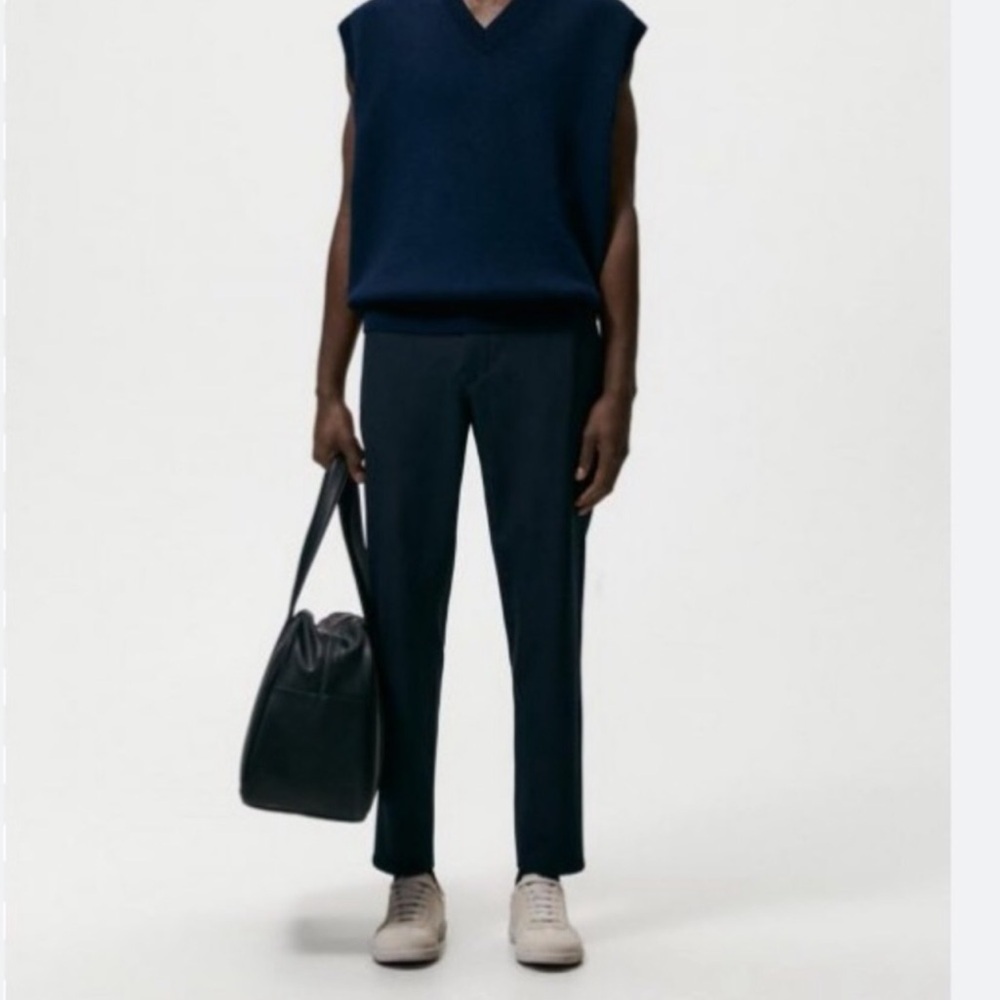 NWT Zara Men's The Melange Slim Pants Size 38 Black Bi-Stretch